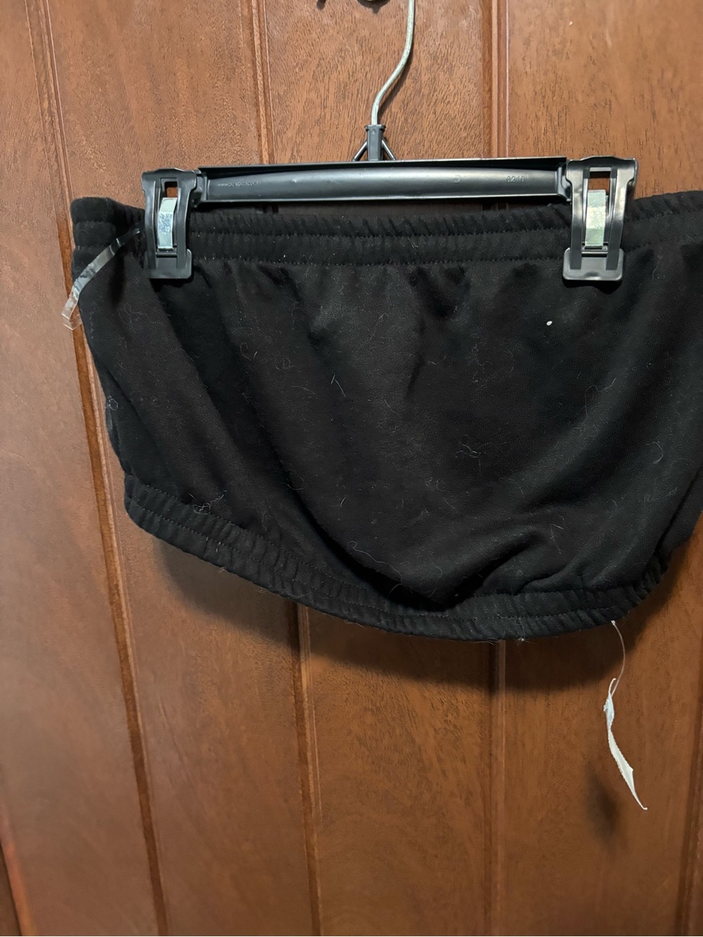 Bozzolo Black Cropped Tube Top with Elastic Hem